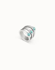 UNO DE 50 SOUL RING SILVER/TURQUOISE SIZE LARGE ANI0782TQSMTL18.NEW IN POUCH picture