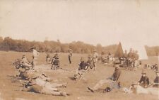Military WW1 WWI Soldiers Enlisted Army Men Rifle Tent Real Photo RPPC Postcard picture