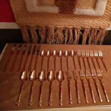 Vintage~36 pc Gold Stainless Flatware Bamboo ~Korea  picture
