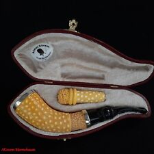 AGovem Handcarved Deluxe Block Meerschaum Smoking Tobacco Pipe w Tamper AGM-1784 picture