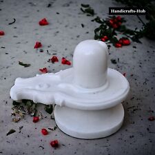 White Marble Shivling Shiv Ling Lingam 10 Inch Spiritual Gift Religious Hindu picture