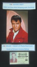 Elvis Presley 4X6 Color Postcard Plus Elvis Presley Novelty Drivers License picture