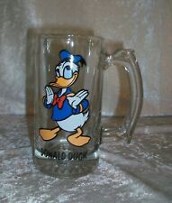 Vintage Walt Disney Donald Duck Bright Enamel 12 Ounce Clear Glass Tankard Mug picture