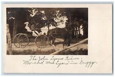 c1910's John Lyons Horse Buggy Team Dirt Road Antique RPPC Photo Postcard picture