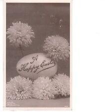 1908 RPPC Postcard A Happy Easter Egg & Flowers Rotograph Co NY Posted 1910 B&W picture