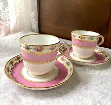 Pair Of Antique Minton A3593 Hand Painted Floral Pink Cups and Saucers picture