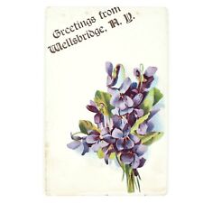 Wellsbridge New York Flowers Postcard c1910 Forget-Me-Not Floral Greetings B1500 picture
