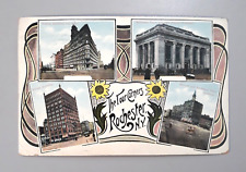 Vintage 1909 Postcard Rochester NY - THE FOUR CORNERS Wilder Powers Buildings picture