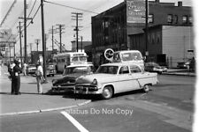 1960 Film NEGATIVE Scene w Car Accident Pressman-Straus Trolley Bus Cleveland OH picture