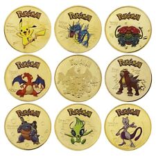 8PCS Gold For Kid Pikachuu Pokemon Commemorative Coin Collective Anime Medal picture