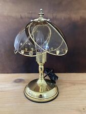 Vintage Style Brass Tone  Floral Glass Panel Touch Lamp 3 Setting Light picture