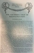 1913 Post Civil War Southern View of Reconstruction illustrated picture