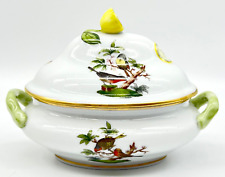 SUPERB HEREND ROTHSCHILD BIRD MINI OVAL TUREEN, LEMON HANDLE, EXCELLENT COND picture