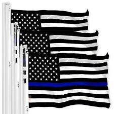 G128 - 3'x5' THIN BLUE LINE USA FLAG LAW ENFORCEMENT SUPPORT 150D - 3 PACK picture