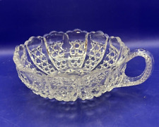 Vintage Clear Glass Single Loop Handle Nappy Candy Nut Serving Trinket Bowl Dish picture