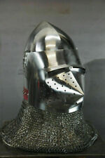 Custom SCA HNB 18 Gauge Steel Medieval Pig Face Bascinet Helmet w Aventail PG58 picture
