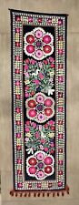  Suzani Wall/Furniture Decor. Vintage Uzbek Handmade Embroidery 85x25in. picture