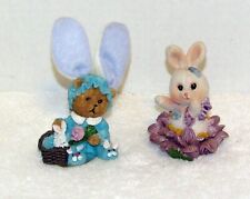 Vintage K Collections of 2 Easter Bunny Rabbits Figurines picture