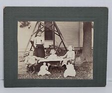 Antique Mounted Photograph Children Dolls Tea Party picture