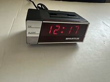 Vintage Spartus Digital Alarm Clock Red LCD Retro Model 1167-C1 Black Top picture
