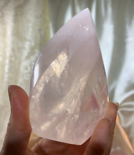 GORGEOUS PEACH PINK GIRASOL ROSE QUARTZ POLISHED FLAME CRYSTAL TOWER BRAZIL *1 picture