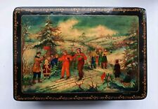 Mstera 1950's Russian Lacquer Box AGITLAK Vintage Painted by hand Palekh  picture
