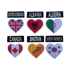 Heart Flags Embroidered Country Name Badge National Flags Iron On Patch Nation picture