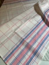 LOVELY PRISTINE Vintage Woven Tablecloth ~ 60x 82 ~ Pink Grid ~ Cotton/Linen  picture