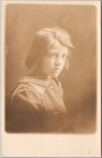 c1910s RPPC Real Photo Postcard Serious-Looking Girl /  Studio Portrait - Unused picture