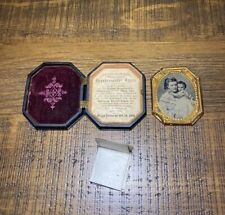 Daguerreotype Case with Photo of Mother Daughter with lock of Hair and note picture