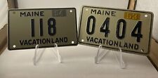 Vintage 1953 & 1954 Bicycle / Wheaties State Metal License Plates - Maine picture