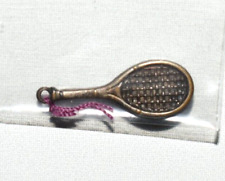 Vintage Miniature Tennis Racket - Gold in color MINIATURE - 7/8 in TARNISHED picture