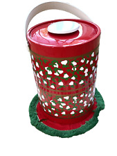Vtg Ice Bucket MCM Red White Green Pears Christmas Vinyl Tall 11” XL Holiday picture