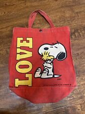 Vintage 1965 Peanuts Snoopy Woodstock Love Tote Canvas Bag Schulz picture