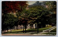 Postcard PA Oil City View Third Residential Street Houses Sign Stairs F6 picture