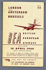 BEA BRITISH EUROPEAN AIRWAYS & KLM SABENA TIMETABLE AMSTERDAM BRUSSELS APR 1948 picture