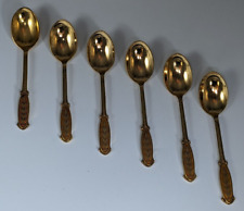 Vintage Set of (6) Meka Denmark Gold Tone Enameled Demitasse Spoons picture