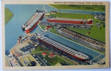 American Ship Building Company Yards Aerial View Lorain Ohio OH Linen Postcard  picture