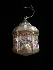Antique Vintage Mercury Glass Christmas Ornament Gold Carousel Germany- 1900s picture