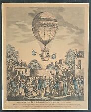 VIEW OF THE HOT AIR BALLOON OF MR. SADLER'S ASCENDING - RARE 1811 ORIGINAL PRINT picture