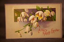 Antique B.W. Embossed Easter Postcard, Gorgeous Colored Easter Flowers NON POST picture