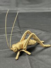 Vtg Mid Century Modern Large Brass Grasshopper Lucky Cricket Figurine Heavy picture
