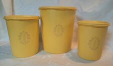 Vintage 3 Piece Tupperware canister set Servalier Harvest yellow nesting picture
