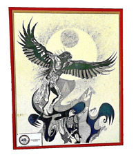 Apache Art Native American Eagle Dancer Framed Signed Donnie Dosela Sr 89 picture