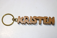 Vintage Keychain KRISTEN Key Ring Wood Name Fob By Russ Berrie 1980's picture