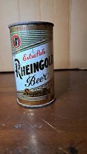 Rare Vintage RHEINGOLD   FLAT TOP BEER CAN ,   (empty can) bottom opened picture