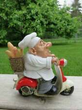 French Chef With Hat Riding Scooter Resin Warren Stratford Figurine Collectible picture