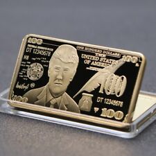 1PCS 2024 President Trump 24K $100 Gold Bar MAGA Embossed Collectable Coin Gift picture