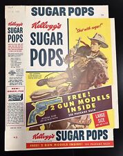 1955 Kellogg’s Sugar Pops display cereal factory box flat UNUSED with guns picture