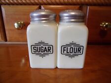 Vintage McKee Custard Glass Large Box Sugar & Flour Range Shakers picture